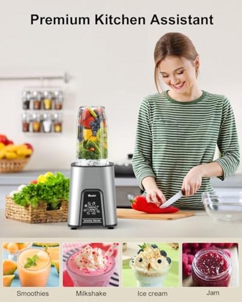 VEWIOR Smoothie Blender, 900W Personal Blender for Shakes and Smoothies, Blenders for Kitchen, Smoothie Juice Mixer with 2 * 22Oz BPA-Free To-Go Cups