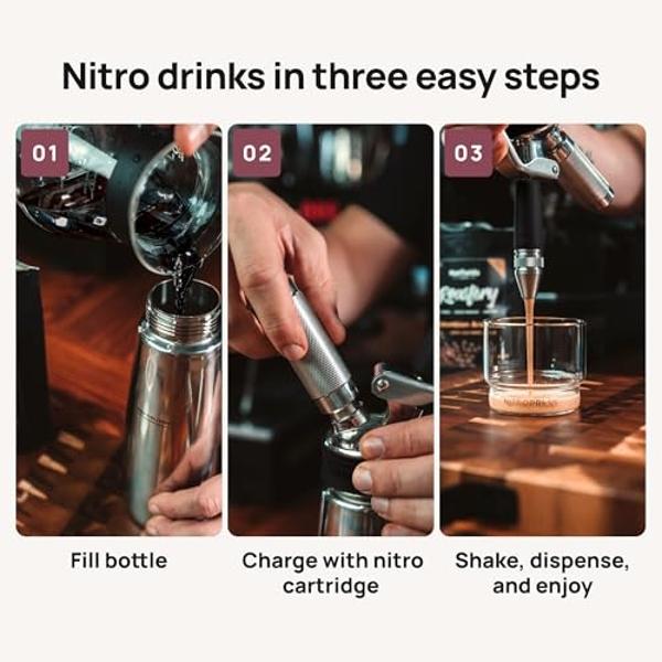 Hatfields London NitroPress Nitro Cold Brew Maker And Dispenser, Nitro Machine, Cold Brew Kit with 40 Nitro Chargers