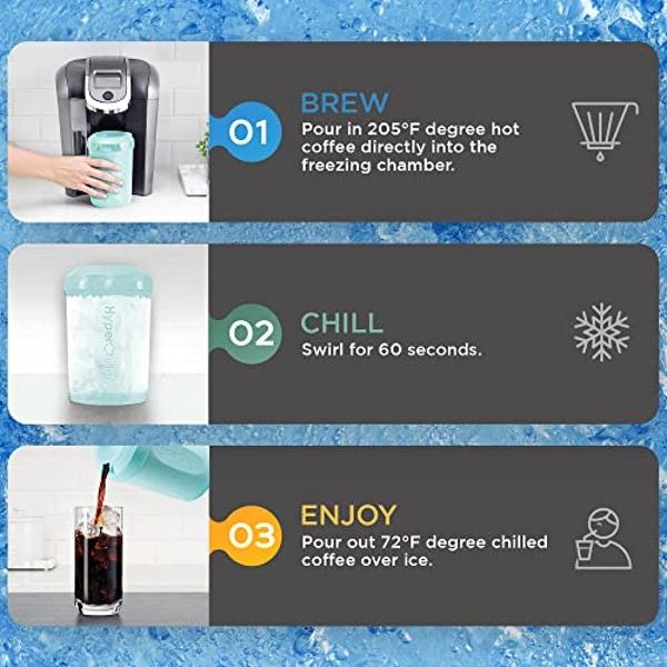 HyperChiller HC2AS Patented Iced Coffee/Beverage Cooler, NEW, IMPROVED,STRONGER AND MORE DURABLE! Ready in One Minute, Reusable for Iced Tea, Wine, Spirits, Alcohol, Juice, 12.5 Oz