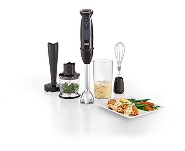 Braun Multiquick 5 Vario Hand Blender (SS Blending Shaft+1.5C Chopper+ Masher + Whisk+ Beaker), MQ5027, Black