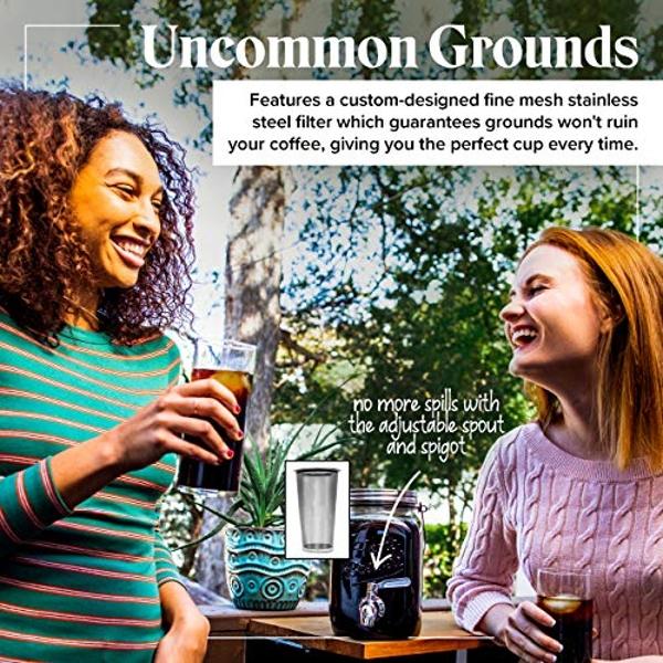 Willow & Everett Cold Brew Coffee & Iced-Tea Maker Pitcher, 2 L Glass Dispenser w/Metal Spigot & Mesh Filter Iced Coffee & Sun Tea Brewing System