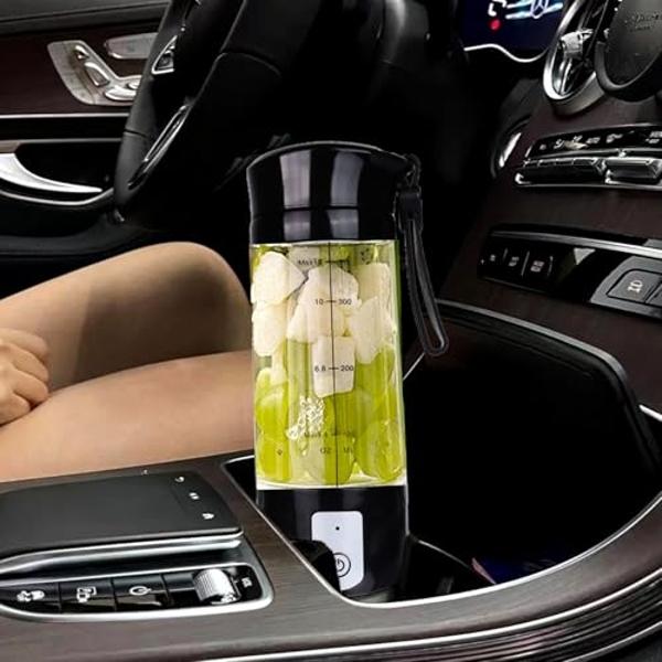 Portable Blender,Toycol Mini Personal Size Blenders for Smoothies and Shakes,USB Travel Juicer Cup Fruit Juice Mixer with 6 Updated Blades,usb Blender 13.5Oz Bottle (Black)