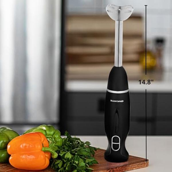 Keylitos 5 in1 Immersion Hand Blender, Powerful 12 Speed Handheld Stick Blender with 304 Stainless Steel Blades, Chopper, Beaker, Whisk and Milk Frother for Smoothie, Baby Food, Sa