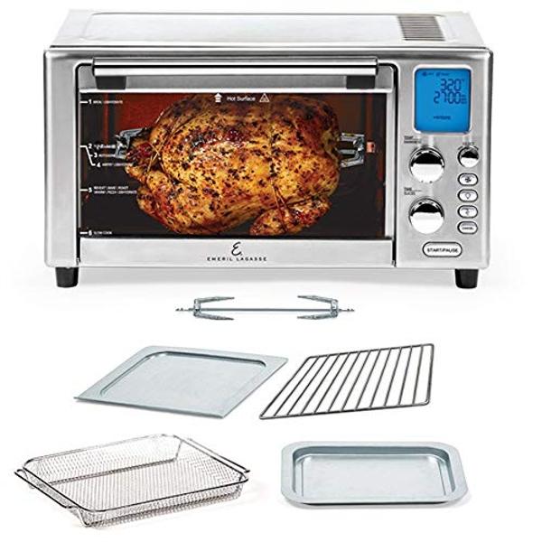 Emeril Lagasse Everyday 360 Stainless Steel Air Fryer, 360° Quick Cook Technology, XL capacity, 9-in-1, 12 Pre-Set Cooking Functions including Bake, Rotisserie, Broil, Pizza, Slow 