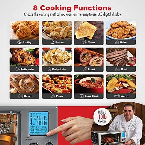 Emeril Lagasse Everyday 360 Stainless Steel Air Fryer, 360° Quick Cook Technology, XL capacity, 9-in-1, 12 Pre-Set Cooking Functions including Bake, Rotisserie, Broil, Pizza, Slow 