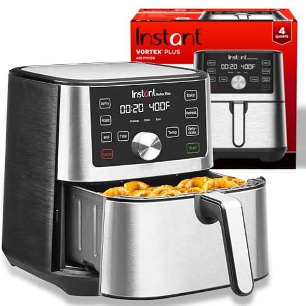 Instant Pot Vortex Plus 4QT Air Fryer, Custom Program Options, 6-in-1 Functions Crisps, Broils, Roasts, Dehydrates, Bakes, Reheats, 100+ In-App Recipes, from the Makers of Instant 