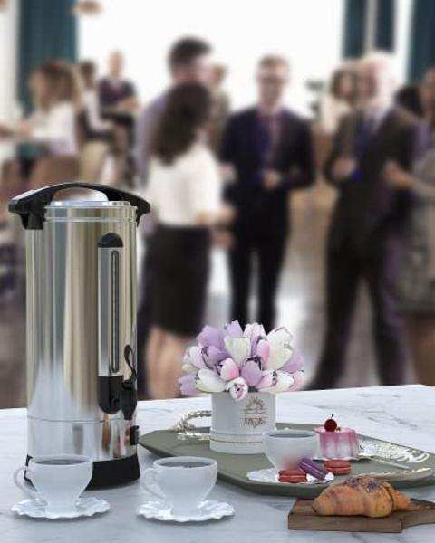 Coffee Urn 110 Cup, Dual Layers Stainless Steel Commercial Coffee Maker 16L/4.2 Gal Large Coffee Dispenser, Fast Brewing Electric Hot Water Dispenser With Keep-Warm Mode For Events