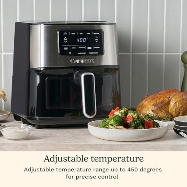 Cuisinart Air Fryer Oven, 6-Qt Basket Stainless Steel Air Fryer, Kitchen Dishwasher-Safe Parts with 5 Presets Roast, Bake, Broil, Air Fry and Keep Warm, Quick & Easy Electric Fryer