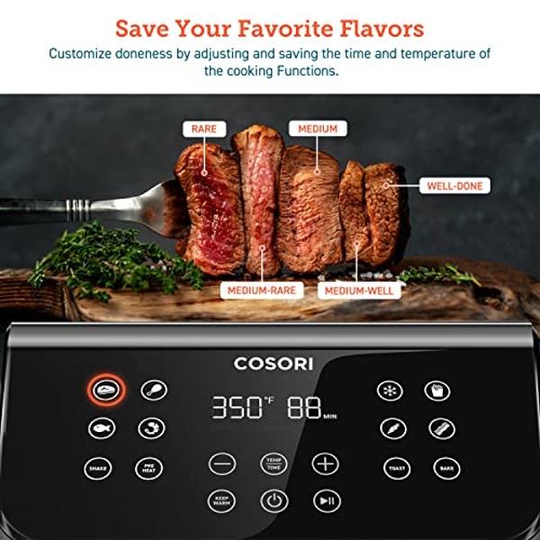 COSORI 12-in-1 Air Fryer 5.8QT, Toast, Bake, Nutrition Facts for 100+ In-App Recipes, AdaptIQ Tech Fast Cook, for Main & Side Dishes, Snacks, Leftovers, Detachable Square Basket, D