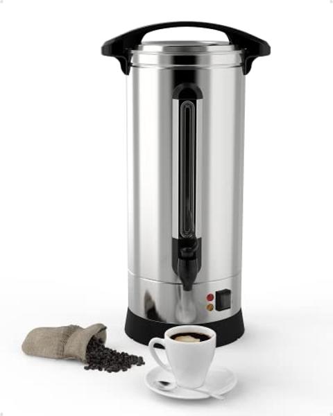 Coffee Urn 110 Cup, Dual Layers Stainless Steel Commercial Coffee Maker 16L/4.2 Gal Large Coffee Dispenser, Fast Brewing Electric Hot Water Dispenser With Keep-Warm Mode For Events
