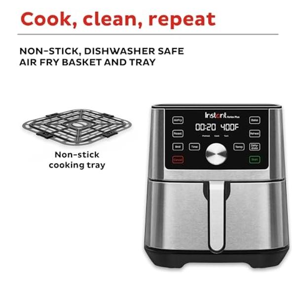Instant Pot Vortex Plus 4QT Air Fryer, Custom Program Options, 6-in-1 Functions Crisps, Broils, Roasts, Dehydrates, Bakes, Reheats, 100+ In-App Recipes, from the Makers of Instant 