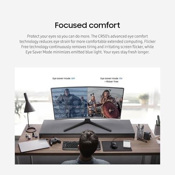 SAMSUNG 32" CR50 FHD 1500R Curved Monitor, 75Hz, 4ms GTG, AMD Freesync, HDMI, VGA (LC32R500FHNXZA)