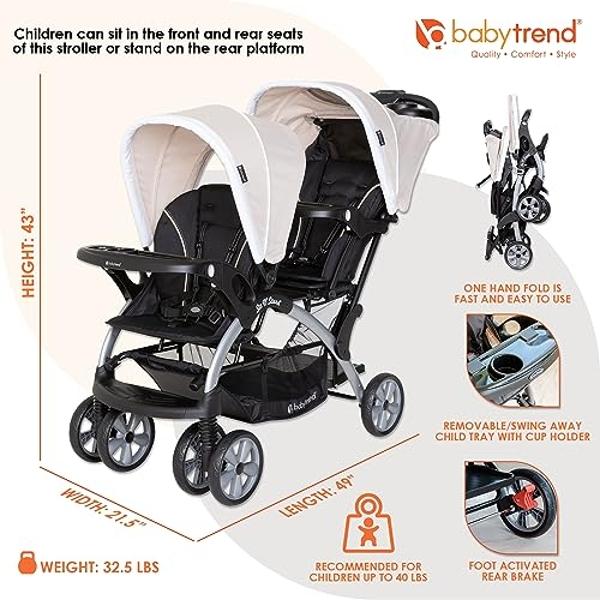 Baby Trend Infant and Toddler Double Stroller & 2 Car Seat Combo, 3 Pc Set, Khaki - Portable and Lightweight Stroller Duo and Car Seat Travel System Tandem