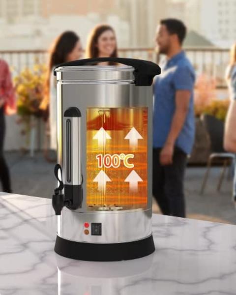 Coffee Urn 110 Cup, Dual Layers Stainless Steel Commercial Coffee Maker 16L/4.2 Gal Large Coffee Dispenser, Fast Brewing Electric Hot Water Dispenser With Keep-Warm Mode For Events