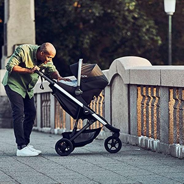 GAP babyGap 2-in-1 Carriage Stroller - Car Seat Compatible - Easy One-Handed Fold - Lightweight Stoller with Oversized Canopy & Reclining Seat - Made with Sustainable Materials, Na