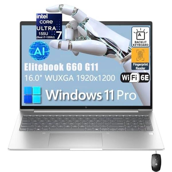 HP Elitebook 660 G11 16" FHD+ Business Copilot AI Laptop Computer, Intel Ultra 7 155U (Beat i7-1355U), 32GB DDR5 RAM, 1TB PCIe SSD, WiFi 6E, Backlit KB, Fingerprint Reader, Windows