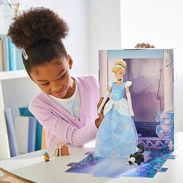 Disney Store Official Princess Story Doll (Cinderella) 11 Inches, Includes Coloring Book and Additional Dress, Princess Doll in Classic Outfit, Princess Toys for Girls