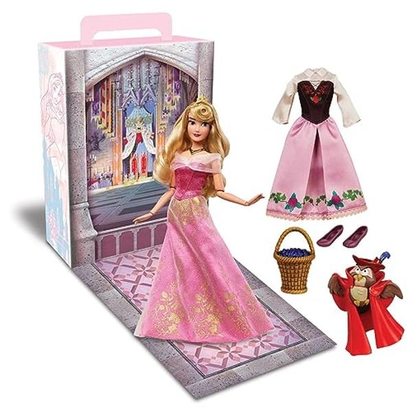 Disney Store Official Disney Princess Story Doll (Aurora) 11 Inches, includes Coloring Book and Additional Dress, Princess Doll in Classic Outfit, Disney Princess Toys for Girls