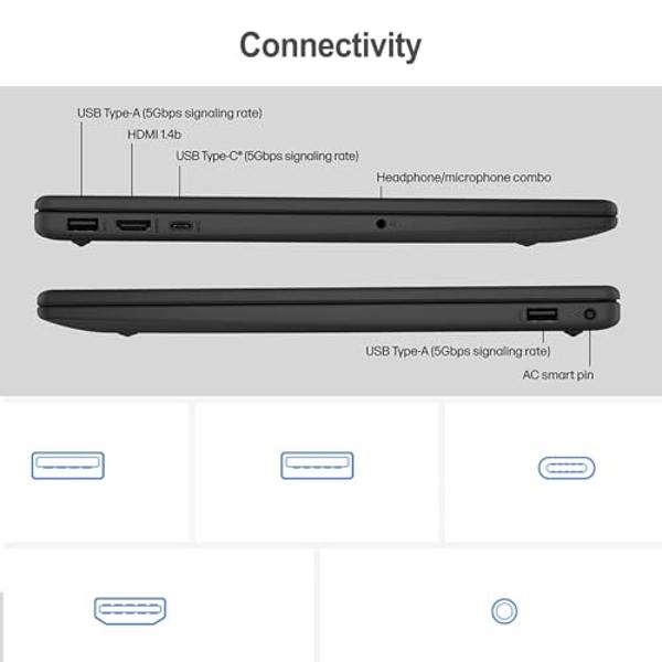 HP 15.6" Portable Laptop (Include 1 Year Microsoft 365), HD Display, Intel Quad-Core N200 Processor, 16GB RAM, 128GB Storage, Wi-Fi 6, Webcam, HDMI, Numeric Keypad, Windows 11 Home