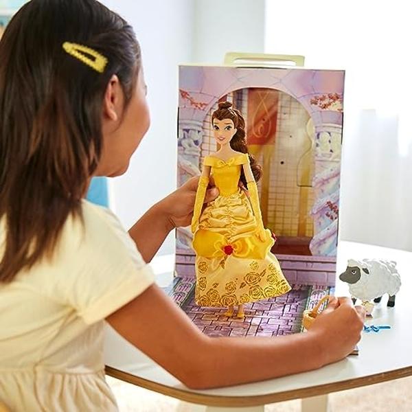 Disney Store Official Princess Story Doll (Belle from Beauty and The Beast) 11 Inches, Includes Coloring Book, Additional Dress Princess Doll in Classic Outfit Princess Toys for Gi