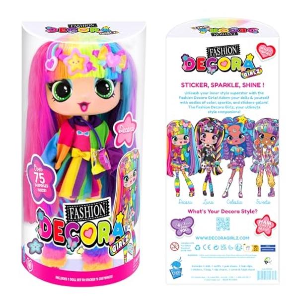 Decora Fashion Girlz 11” Doll – Rainbow Hair, Stickers & Endless Style Fun for Creative Play