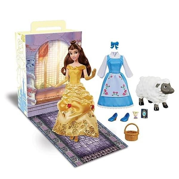 Disney Store Official Princess Story Doll (Belle from Beauty and The Beast) 11 Inches, Includes Coloring Book, Additional Dress Princess Doll in Classic Outfit Princess Toys for Gi