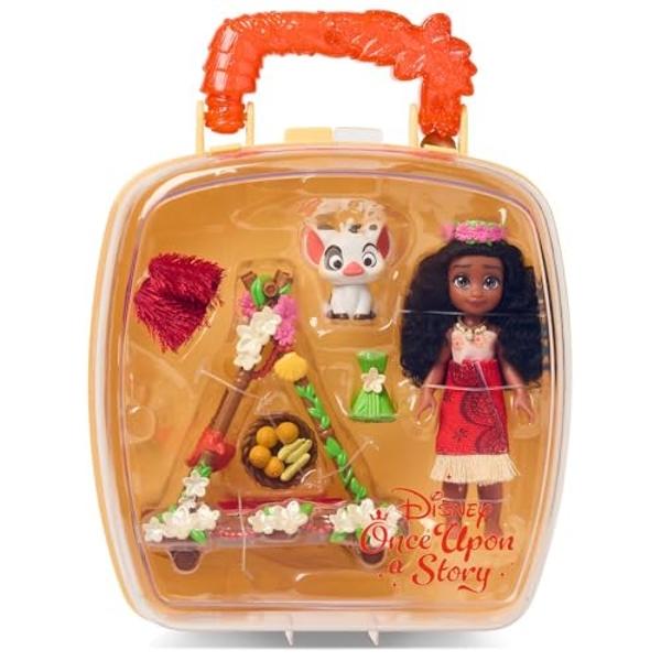 Disney Store Official Princess Moana Once Upon a Story Mini Doll Playset, 5 Inch Princess Dolls, Girl Toys, Princess Toys for Girls, 4 Year Old Girl Birthday Gifts