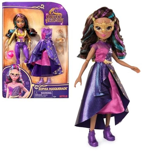 Unicorn Academy, Sophia Masquerade Ball Doll with 9 Accessories, 9.5”, Dolls & Unicorn Toys for Girls