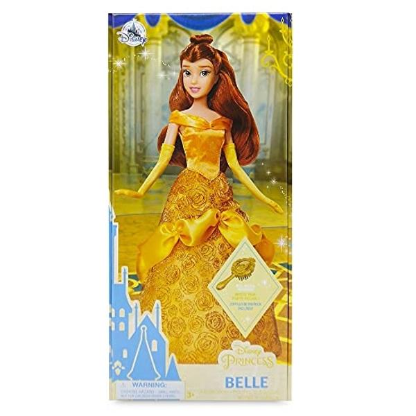Disney Store Official Disney Princess Classic Doll (Belle from Beauty and The Beast), 11 Inches, Includes Brush with Molded Details, Posable Toy in Classic Outfit - Disney Princess