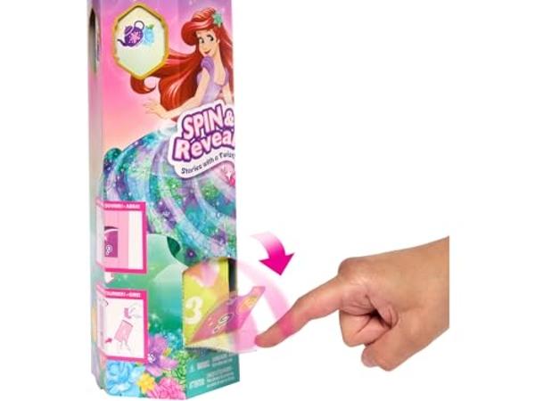 Mattel Disney Princess Ariel Fashion Doll Set, Spin & Reveal with 11 Surprises Including 5 Accessories, 5 Stickers & Play Scene, Inspired by Movie