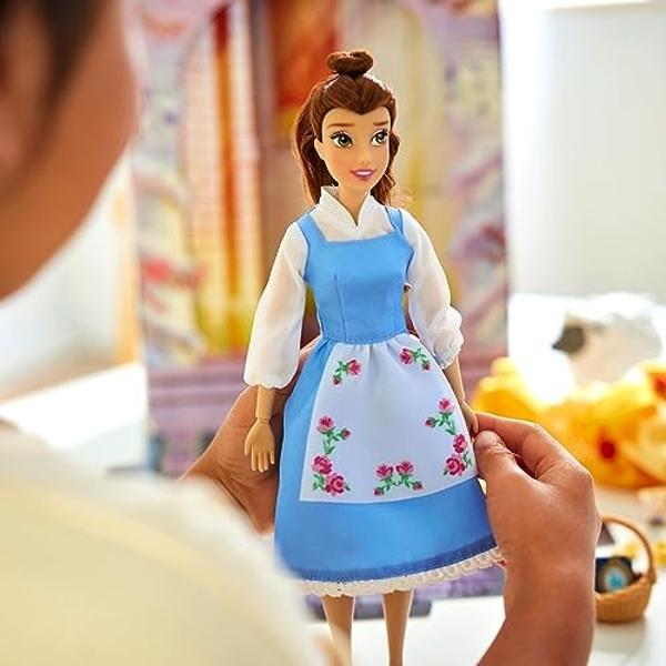 Disney Store Official Princess Story Doll (Belle from Beauty and The Beast) 11 Inches, Includes Coloring Book, Additional Dress Princess Doll in Classic Outfit Princess Toys for Gi