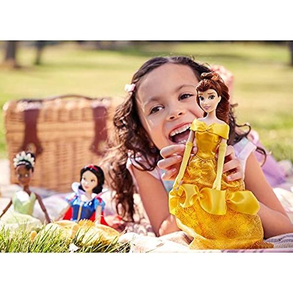 Disney Store Official Disney Princess Classic Doll (Belle from Beauty and The Beast), 11 Inches, Includes Brush with Molded Details, Posable Toy in Classic Outfit - Disney Princess