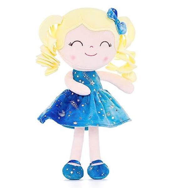 Gloveleya Doll Baby Dolls Soft Doll Baby Girl Gifts Curly Hair Hot Stamping Blue Star Dress Spring Girl 12inches