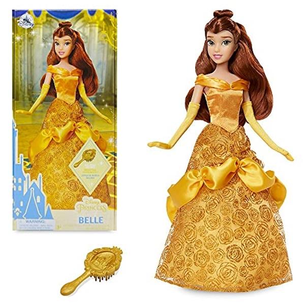Disney Store Official Disney Princess Classic Doll (Belle from Beauty and The Beast), 11 Inches, Includes Brush with Molded Details, Posable Toy in Classic Outfit - Disney Princess