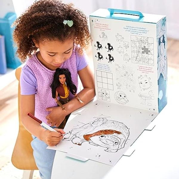 Disney Store Official Raya Princess Story Doll 11 Inches, Includes Coloring Book and Additional Dress, Classic Outfit, Toys for Girls