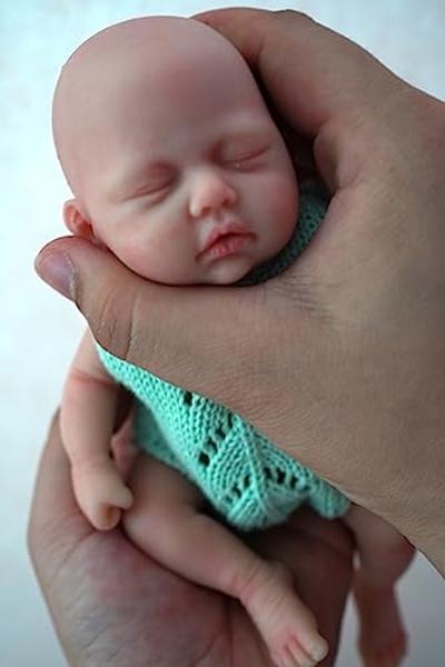 MYREBABY 7 Inch Reborn Baby Doll ，Silicone Doll Boy Jaden Mini Realistic Newborn Baby Dolls Silicone Full Body Stress Relief