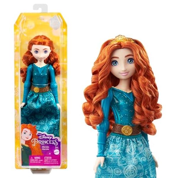 Mattel Disney Princess Toys, Merida Fashion Doll, Sparkling Look with Red Hair, Blue Eyes & Hair Accessory, Inspired by the Movie Brave