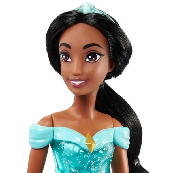 Mattel Disney Princess Toys, Jasmine Fashion Doll, Sparkling Look with Black Hair, Brown Eyes & Tiara Accessory, Inspired by the Movie Aladdin