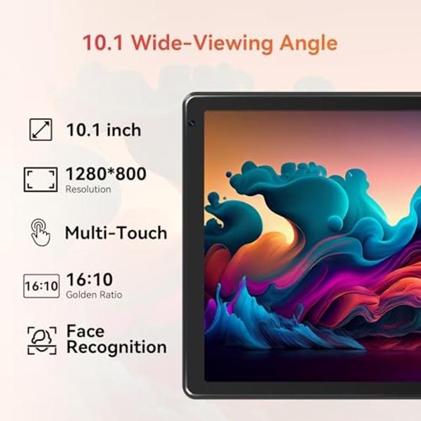 Tablet,10.1" Android Tablet with Octa-core Processor 10GB RAM 128GB ROM HD IPS Touchscreen 8H Battery, Wi-Fi 6, BT 5.0, Dual Camera, Google Tablets 2025