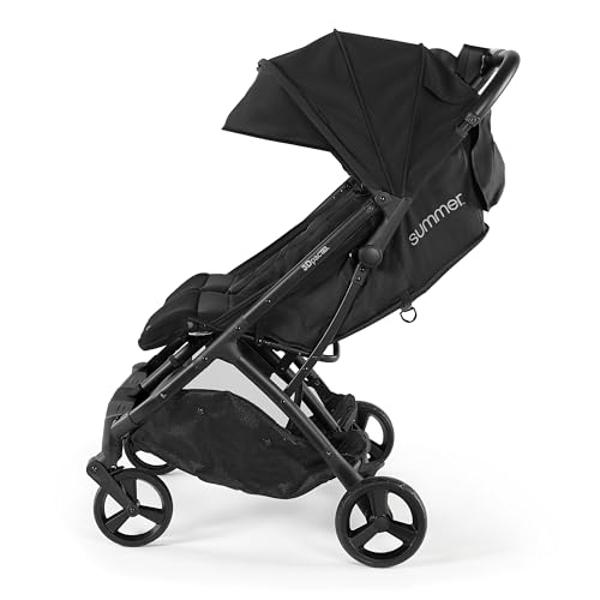 Summer Infant 3Dpac CS+ Double Stroller, Black – Car Seat Compatible Lightweight Baby Stroller with Convenient One-Hand Fold, Reclining Seats, Two Extra-Large Canopies & Parent Fri