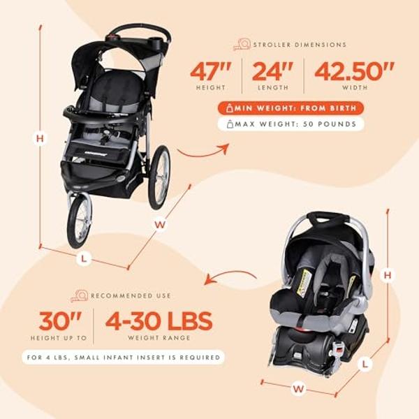 Baby Trend Expedition® Jogger Travel System with EZ Flex-Loc® Infant Car Seat, Millenium White
