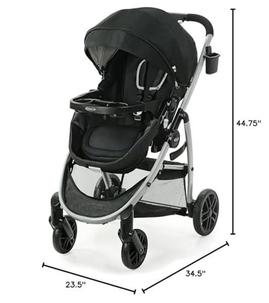 UPPAbaby Vista V3 Stroller - Full-Size Single-to-Double Stroller System - Toddler Seat, Bug Shield, Rain Shield, and Storage Bag Included - Greyson (Charcoal Mélange/Carbon Frame/S