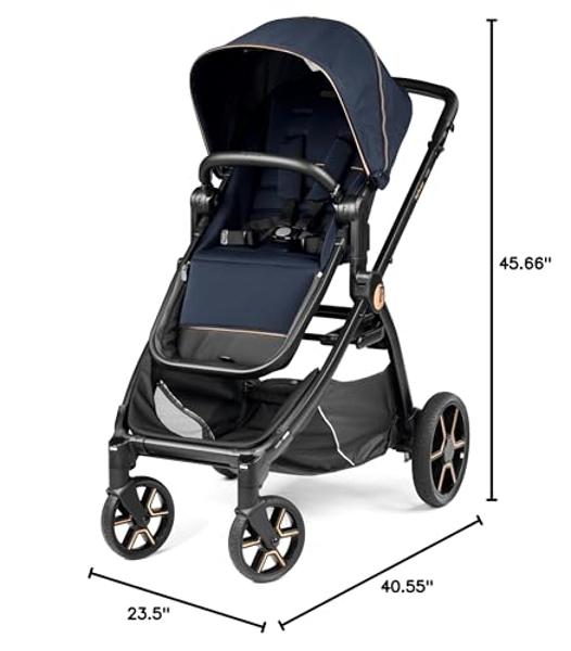 UPPAbaby Vista V3 Stroller - Full-Size Single-to-Double Stroller System - Toddler Seat, Bug Shield, Rain Shield, and Storage Bag Included - Callum (Stone Blue/Silver Frame/Sand Lea