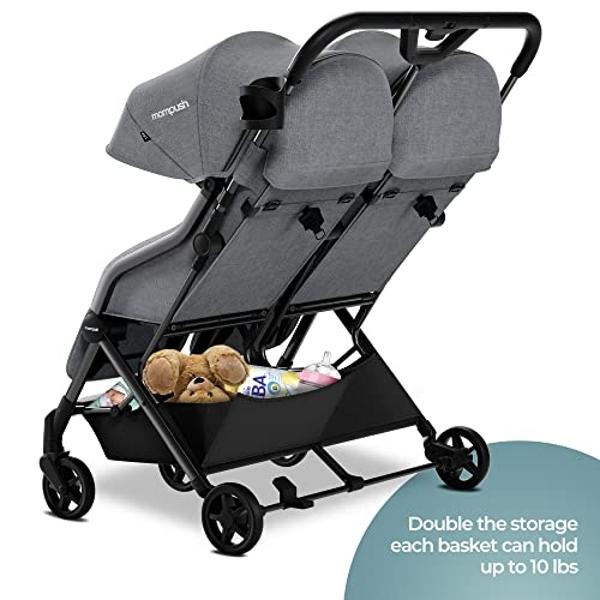 Summer Infant 3Dpac CS+ Double Stroller, Black – Car Seat Compatible Lightweight Baby Stroller with Convenient One-Hand Fold, Reclining Seats, Two Extra-Large Canopies & Parent Fri