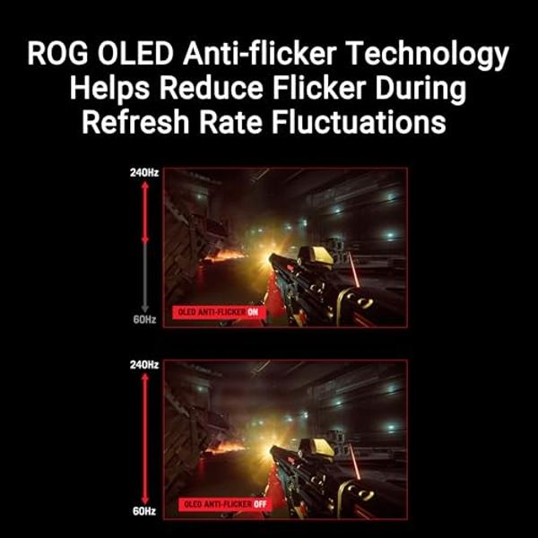 ASUS ROG Swift 32” 4K OLED Gaming Monitor (PG32UCDP) - WOLED, Dual Mode (4K 240Hz, FHD 480Hz), 0.03ms, G-SYNC Compatible, Custom Heatsink, AI Gaming, 99% DCI-P3,True 10-bit, USB-C 