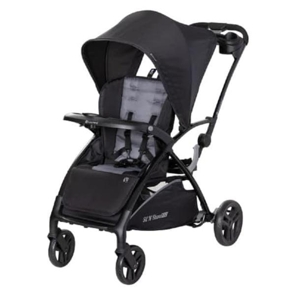 WONDERFOLD W4 Elite Stroller Wagon (4 Seater) - Collapsible Wagon Stroller with Seats with 5-Point Harnesses, Adjustable Push Handle, and Removable UV Sun Canopy, Noble Navy
