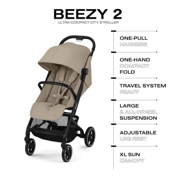 Cybex Gazelle S All-in-One Toddler and Baby Stroller with Over 20 Modular Configurations, Ergonomic Near-Flat Recline, Shopper Basket, and Compact Fold, Seashell Beige