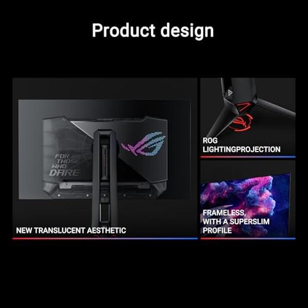 ASUS ROG Swift OLED 27” 1440P Gaming Monitor (PG27AQDP) - WOLED, QHD, 480Hz, 0.03ms, G-SYNC Compatible, Custom Heatsink, AI Assistant, DisplayHDR400 True Black, 99% DCI-P3, True 10
