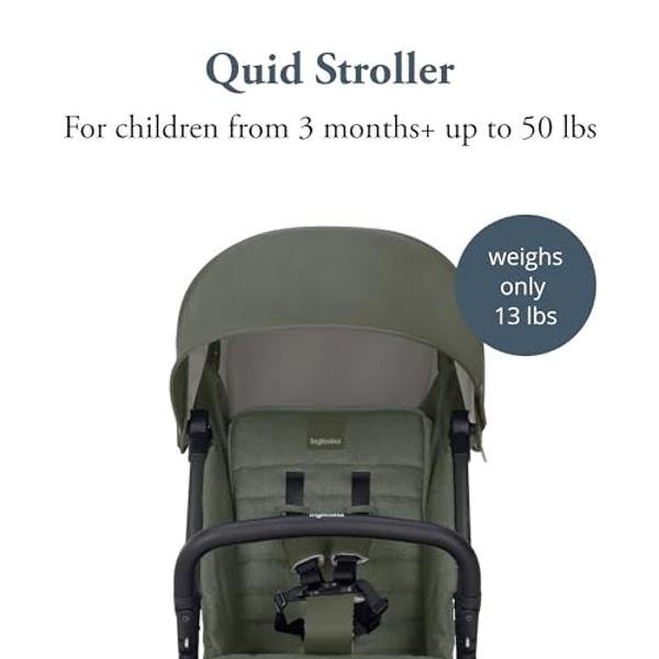 Inglesina Quid Stroller - Crocodile Green - Ultra Compact Lightweight Travel Stroller, Babies and Toddlers, Airplane Overhead Foldable, Reclining Seat Collapsible Canopy, 3 Months 