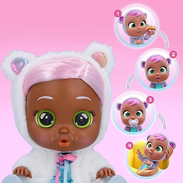 Cry Babies Dressy Pearly - 12" Baby Doll | Blue Dress, White Fluffy Jacket with Animal Ears, for Girls and Kids 18M and Up